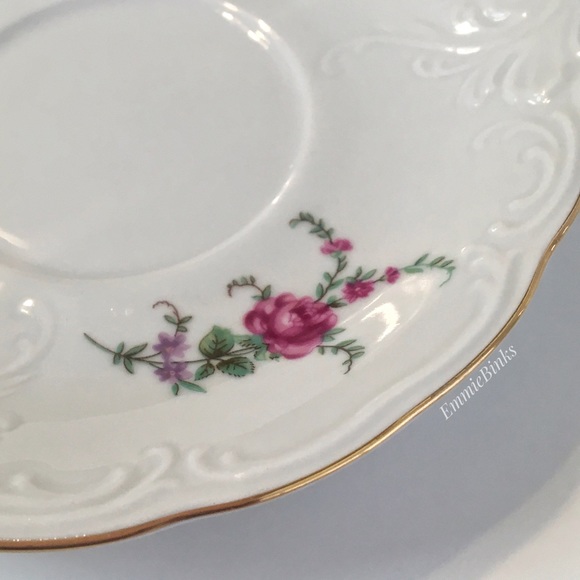 Vintage 1940’s Wawel Fine Porcelain China Poland Rose Garden Gold Trim Cup Set - Picture 14 of 16
